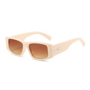Beige Retro Y2K Rectangle Square Shades Best Women Narrow Men Trendy Sunglasses